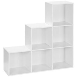 Homcom Storage Cabinet With 6 Cubes Closet Organiser With 3-Tier Shelf, White - thumbnail 2