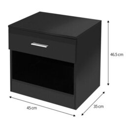 Comfy Living Black High Gloss Bedside Table - thumbnail 2