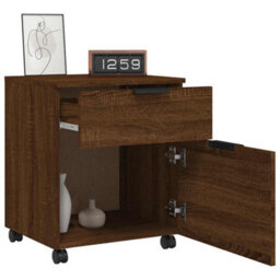 Walplus Mobile File Cabinet With Wheels Brown Oak 45X38X54 Cm Engineered Wood - thumbnail 8