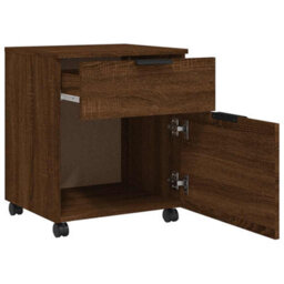 Walplus Mobile File Cabinet With Wheels Brown Oak 45X38X54 Cm Engineered Wood - thumbnail 4