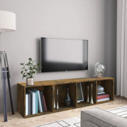 Berkfield Book Cabinet/tv Cabinet Smoked Oak 143X30X36Cm Engineered Wood - thumbnail 1
