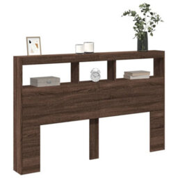 Berkfield Headboard Cabinet With Led Brown Oak 160X17X102 Cm - thumbnail 5
