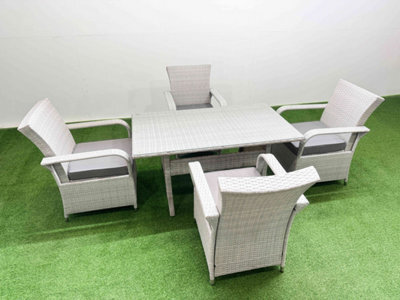 Fimous Rattan Garden Furniture Set With Rectangular Dining Table And Dining Chairs 4 Seater Light Grey Mixed - image 1