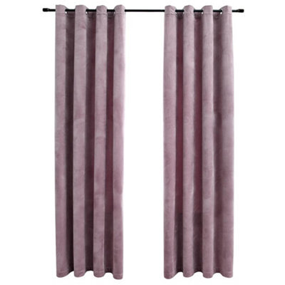 Berkfield Elegant Blackout Curtains With Rings 2Pcs Velvet Antique Pink 140X245Cm