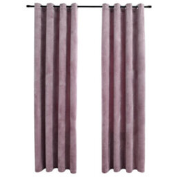 Berkfield Elegant Blackout Curtains With Rings 2Pcs Velvet Antique Pink 140X245Cm