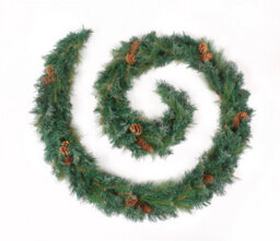 Best Artificial 9Ft Frosted Luxury Decorated Colorado Christmas Garland With Pine Cones Bannister Staircase Fireplace - thumbnail 1