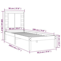 Berkfield Bed Frame Solid Wood 90X190 Cm 3Ft Single - thumbnail 6