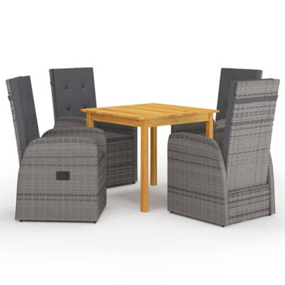 Berkfield 5 Piece Garden Dining Set With Cushions Grey Poly Rattan - image 1