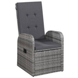 Berkfield 5 Piece Garden Dining Set With Cushions Grey Poly Rattan - thumbnail 2