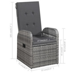 Berkfield 5 Piece Garden Dining Set With Cushions Grey Poly Rattan - thumbnail 5