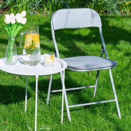 Harbour Housewares Fabric Padded Metal Folding Chair - Blue - thumbnail 7