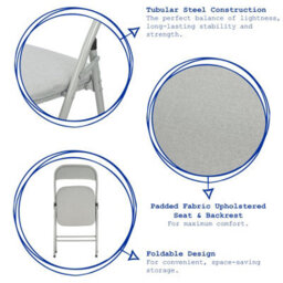 Harbour Housewares Fabric Padded Metal Folding Chair - Blue - thumbnail 2