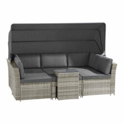 Garden Gear California Rattan Daybed 5 Piece, Outdoor Patio Furniture Set With Extendable Canopy With Cover - thumbnail 4