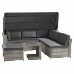 Garden Gear California Rattan Daybed 5 Piece, Outdoor Patio Furniture Set With Extendable Canopy With Cover - thumbnail 3