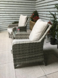 Signature Weave Sarah Wicker High Back Lounge Arm Chair Side Table Set Grey - thumbnail 4