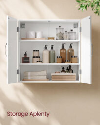Ledrem Wall Storage Cabinet With Adjustable Shelves, Medicine Cabinet For Bathroom, Space-Saving, White - thumbnail 4