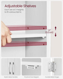 Ledrem Wall Storage Cabinet With Adjustable Shelves, Medicine Cabinet For Bathroom, Space-Saving, White - thumbnail 5