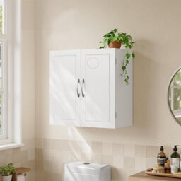 Ledrem Wall Storage Cabinet With Adjustable Shelves, Medicine Cabinet For Bathroom, Space-Saving, White - thumbnail 1