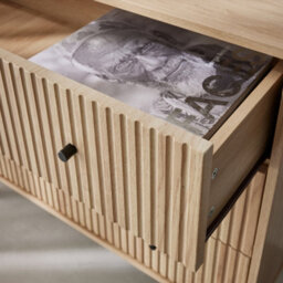 Sweeek - 3-Drawer Chest With Grooved Wooden-Effect Natural 39X90X80.5 Cm - Braga - thumbnail 4