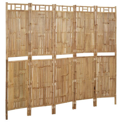Berkfield Stylish 5-Panel Room Divider Bamboo 200X180 Cm - image 1