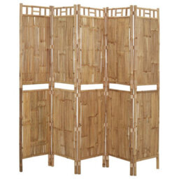 Berkfield Stylish 5-Panel Room Divider Bamboo 200X180 Cm - thumbnail 3