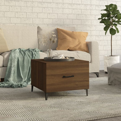 Berkfield Coffee Table With Metal Legs Brown Oak 50X50X40 Cm - image 1