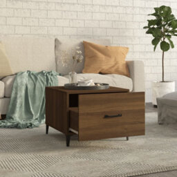 Berkfield Coffee Table With Metal Legs Brown Oak 50X50X40 Cm - thumbnail 3