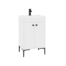 Royal Bathrooms Verona 500mm Natural Oak Floor Standing Bathroom Vanity Unit 2 Door With Mid-Edge Basin & Matt Black Knob - thumbnail 6