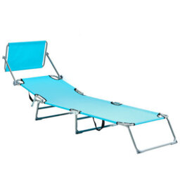 Beliani Sun Lounger Foligno Reclining Metal Turquoise - thumbnail 6