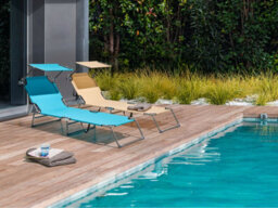 Beliani Sun Lounger Foligno Reclining Metal Turquoise - thumbnail 2