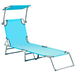 Beliani Sun Lounger Foligno Reclining Metal Turquoise - thumbnail 4