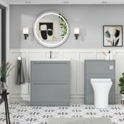Royal Bathrooms Elmore 700mm Traditional Floor Standing 2 Drawer Bathroom Vanity Unit With Ceramic Basin Sink - Matt Pebble Grey - thumbnail 4