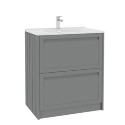 Royal Bathrooms Elmore 700mm Traditional Floor Standing 2 Drawer Bathroom Vanity Unit With Ceramic Basin Sink - Matt Pebble Grey - thumbnail 6