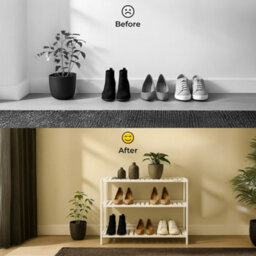 Innoteck 3 Tier Bamboo Shoe Rack White Holds 12 Pairs Freestanding 69.5W X 26D X 53H Cm - thumbnail 6