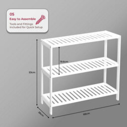 Innoteck 3 Tier Bamboo Shoe Rack White Holds 12 Pairs Freestanding 69.5W X 26D X 53H Cm - thumbnail 5