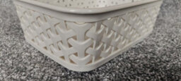 Curver 2 X A6 Cream Rattan Effect Storage Basket Tray Small Desk Tidy Office - thumbnail 5