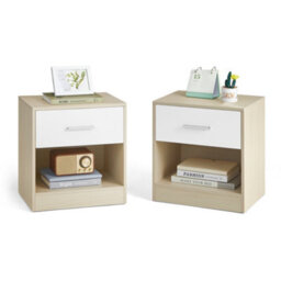 LEDREM Nightstands, Set Of 2, Side Tables With Drawer And Shelf, Bedside Tables, End Tables With Open Compartment, For Bedroom - thumbnail 7