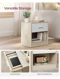 LEDREM Nightstands, Set Of 2, Side Tables With Drawer And Shelf, Bedside Tables, End Tables With Open Compartment, For Bedroom - thumbnail 2