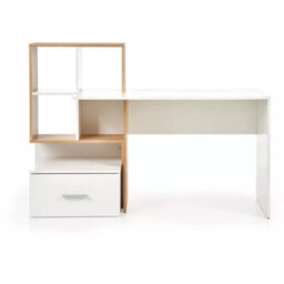 Grosso Home Office Desk With Drawer Bookcase Compact Workstation For Teen Or Small Spaces Golden Oak White - thumbnail 3
