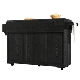 Matteo Mobile Multifunctional Kitchen Island With Fold-Out Dining Table And Storage - Black - thumbnail 9