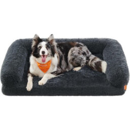 Songmics Orthopedic Large Dog Sofa, Premium Foam Bed With Washable Cover, Dark Grey - thumbnail 7
