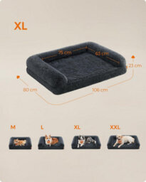 Songmics Orthopedic Large Dog Sofa, Premium Foam Bed With Washable Cover, Dark Grey - thumbnail 2