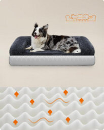 Songmics Orthopedic Large Dog Sofa, Premium Foam Bed With Washable Cover, Dark Grey - thumbnail 4