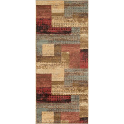 Livabliss Riley-Modern Red Brown Grey Graphic Living Dining Bedroom Rug 80 X 220 Cm Easy Care, Non Shedding - thumbnail 1