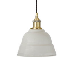 Pale Grey Lincoln Painted Dome Pendant Light With Antique Brass Lamp Holder And Black Twisted Cable - Se Home - thumbnail 1