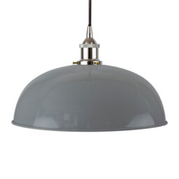 French Grey Worcester Painted Dome Pendant Light With Nickel Lamp Holder And Black Round Cable - Se Home - thumbnail 1