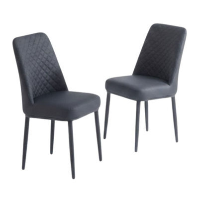 Home Luxe Interiors Set Of 4 Oxford Black Pu Leather Dining Chairs With Slim Metal Legs - image 1