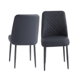 Home Luxe Interiors Set Of 4 Oxford Black Pu Leather Dining Chairs With Slim Metal Legs - thumbnail 2