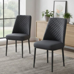 Home Luxe Interiors Set Of 4 Oxford Black Pu Leather Dining Chairs With Slim Metal Legs - thumbnail 4
