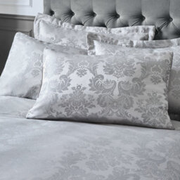 Catherine Lansfield Bedding Damask Jacquard Duvet Cover Set With Pillowcase Silver Grey - thumbnail 2